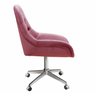 Cadeira Escritório Giratória Lua Capitonê Poltrona com Rodinhas Home Office - Suede Rosa - 3