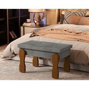 Puff, Banqueta, Recamier Captone Madri Pés de Madeira 0,97 Cor Cinza - Comprar Moveis em Casa