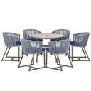 Ver imagem 1 de Mesa com 6 Cadeiras de Jantar Roma 120cm e Noronha em Alumínio Marrom Corda Náutica Estofado 10 Tram