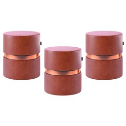 Kit 03 Puffs Bancos Decorativos Redondo Porto 49x43cm Corano Telha - Abmaza - 1