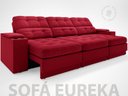 Ver imagem 3 de Sofá com Porta Copos e Carregador USB Eureka 2,30m Assento Retrátil e Reclinável Velosuede