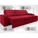 Ver imagem 4 de Sofá com Porta Copos e Carregador USB Eureka 2,30m Assento Retrátil e Reclinável Velosuede