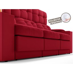 Sofá com Porta Copos e Carregador USB Eureka 2,30m Assento Retrátil e Reclinável Velosuede - 6