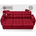 Ver imagem 6 de Sofá com Porta Copos e Carregador USB Eureka 2,30m Assento Retrátil e Reclinável Velosuede