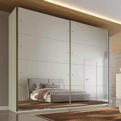 Guarda Roupa Hanover 02 Portas Flutuantes 100 MDF com 2 Espelhos - Mademarcs