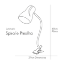 Ver imagem 3 de Luminária de Mesa Estudo Home Office Presilha Garra Direcionável Articulada Spiralle E27 Bivolt:pret