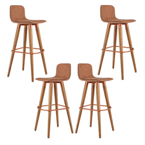 Conjunto 4 Banquetas para Balcão de Cozinha Linea Terracota Alto Padrão Pes de Madeira