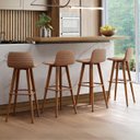 Ver imagem 2 de Conjunto 4 Banquetas para Balcão de Cozinha Linea Terracota Alto Padrão Pes de Madeira