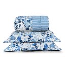 Ver imagem 1 de Kit Cobre Leito Colcha Belle Casal Padrão Estampado Dupla Face 400 Fios 3 Peças Florido Azul