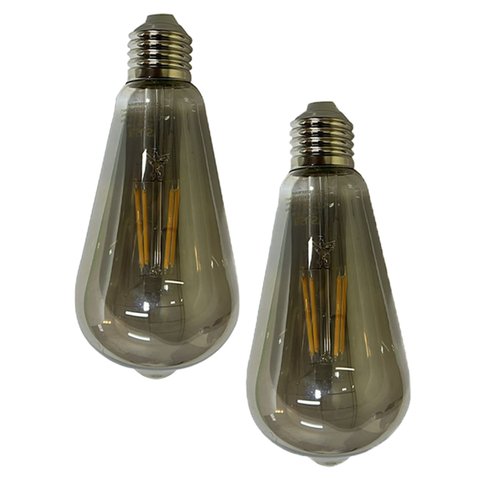 Lampada Led Multi Filamento Fume 30w Retro Kit 2 Uni Vintage Bivolt Quarto Sala Casa Varanda Luz Ilu