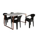Ver imagem 4 de Mesa Jantar Manchester Retangular Branca Base Cobre 4 Cadeiras Diamond para Sala-branco/preto/cobre