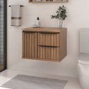 Ver imagem 2 de Conjunto Ripado para Banheiro Cecília 60cm Suspenso Fabribam - Gabinete, Espelheira e Cuba Quadrada