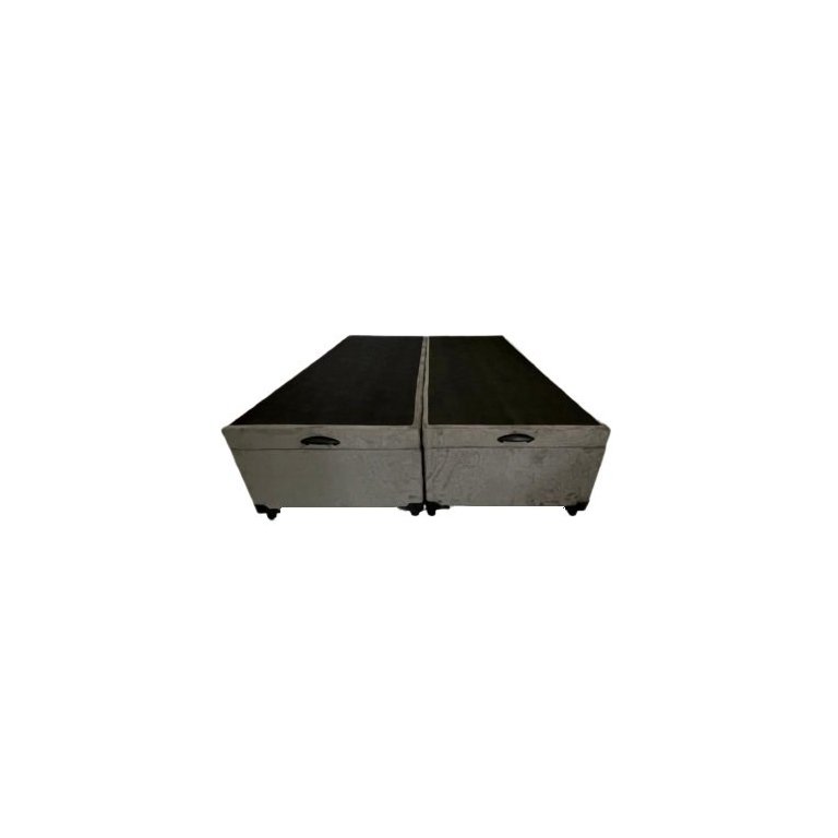 Cama Box Baú Queen Bipartido Suede Cinza Com Pistão A Gás