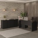 Ver imagem 2 de Conjunto de Escritório Office 3 Peças Mesa Gaveteiro Balcão Hera - Via Nossa - Preto