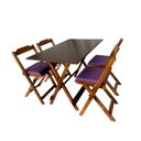 Ver imagem 2 de Mesa Dobrável com 4 Cadeiras Estofadas 120x70 Roxo