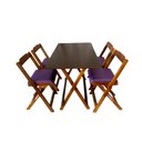 Ver imagem 1 de Mesa Dobrável com 4 Cadeiras Estofadas 120x70 Roxo