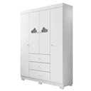 Ver imagem 4 de Conjunto de Quarto Infantil Ane Guarda Roupa Cômoda Berço 4 Portas 3 Gavetas MDF Branco Phoenix