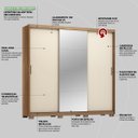 Ver imagem 7 de Guarda Roupa Casal 3 Portas com Espelho e 4 Gavetas Dalila - Amêndola Touch/off White
