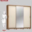 Ver imagem 6 de Guarda Roupa Casal 3 Portas com Espelho e 4 Gavetas Dalila - Amêndola Touch/off White