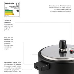 Panela de Pressão Antiaderente 3l Preto Nacional - 5