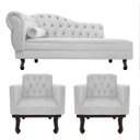 Ver imagem 1 de Kit Diva Recamier Diana 185cm Lado Direito e 02 Poltronas Classic Suede Branco - ADJ Decor