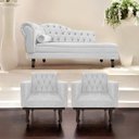 Ver imagem 2 de Kit Diva Recamier Diana 185cm Lado Direito e 02 Poltronas Classic Suede Branco - ADJ Decor