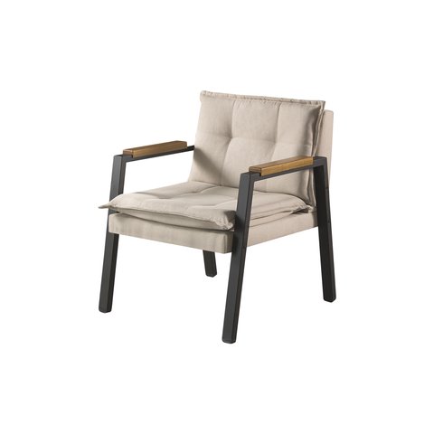 Poltrona Decorativa Para Sala De Estar Escritório Industrial Fortaleza Sanna Decor Veludo Bege