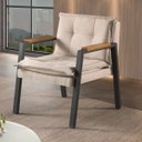 Ver imagem 4 de Poltrona Decorativa Para Sala De Estar Escritório Industrial Fortaleza Sanna Decor Veludo Bege