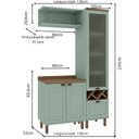 Ver imagem 3 de Conjunto de Banheiro Modulado 100% MDF Americano 3 Peças com Armário de Vidro Iluminata Verde/Mint/É