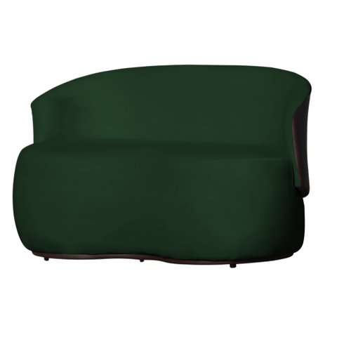 Namoradeira 2 Lugares Orgânica Decorativa Beatriz Veludo Verde/pu Marrom - Montanaris Decor