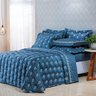 Kit Cobre Leito Colcha Garland Queen 100% Algodão 400 Fios Acetinado Bordado 5 Peças - Azul - 1