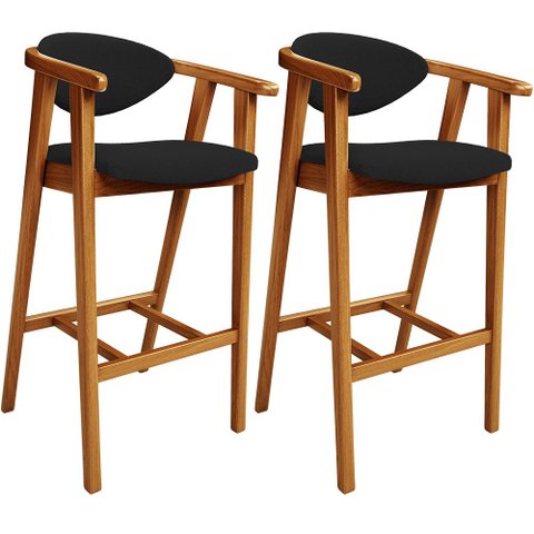 Kit 02 Banquetas Alta Para Cozinha Bancada Bar Sala de Jantar Fixa Cecília L02 Bouclê Preto - Lyam D