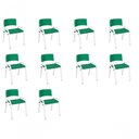Ver imagem 1 de Kit 10 Cadeira Iso Infantil Creche, Base Branco Verde Escuro