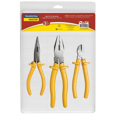 Kit de Ferramentas com Alicate de Bico 6 Alicate Universal 8 e Alicate Corte Diagonal 6