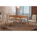 Ver imagem 1 de Conjunto: Mesa Sala Jantar Havana Curvo 180cm + 6 Cadeiras Dafne Naturale - Suede Creme - Rufato