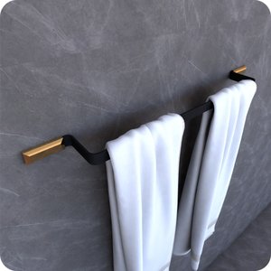 Suporte Porta Toalhas De Banho Preto e Gold Empire