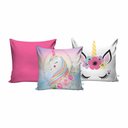Ver imagem 3 de Kit Cortina Infantil Unicórnio Mod 2 + 3 Capas Almofada