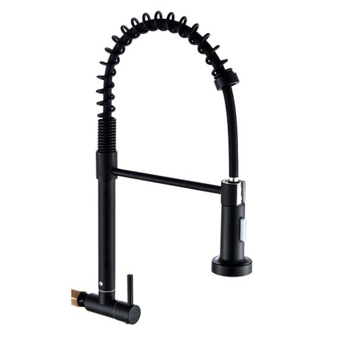 Torneira para Cozinha Gourmet de Parede Pia Flexível Moderna Aço Inox 304 Preta Brinovar