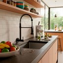 Ver imagem 2 de Torneira para Cozinha Gourmet de Parede Pia Flexível Moderna Aço Inox 304 Preta Brinovar