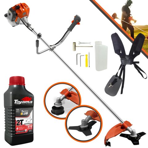 Roçadeira Á Gasolina Tekna Rl430acntk 2t 43cc 1,7hp C/ Lâmina 3 Pontas + Óleo Toyama 2t