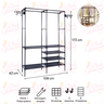 Organizador de Roupas Desmontável Preto Arara Closet Aberto 611 - 3