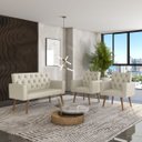 Ver mais imagens de Estilo na Recepção Kit Namoradeira + 2 Poltronas Capitonê Bege