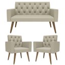 Ver imagem 5 de Estilo na Recepção Kit Namoradeira + 2 Poltronas Capitonê Bege