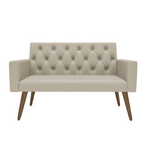 Estilo na Recepção Kit Namoradeira + 2 Poltronas Capitonê Bege