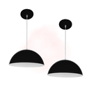 Ver imagem 1 de Kit 2 Luminárias Esfera Lustre Led de Teto Meia Lua 34 Luxo Cor:Preto