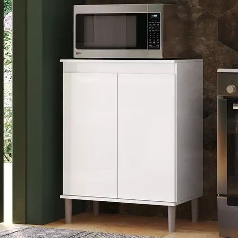 Balcão Microondas Armário para Cozinha 2 Portas Ej:branco