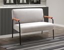 Ver imagem 3 de Kit Namoradeira + 2 Poltronas Jade Braços Metal Decoração Recepção Sala - Suede Bege