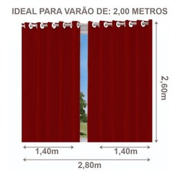 Cortina Blackout com Forro 2 em 1 Voil Vermelho com Ilhós - 280x260cm - 5