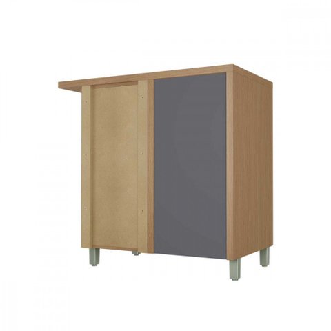Balcão Canto Dir Esq 1 Porta Nesher Condessa 93x52cm MDF Carvalho Titânio