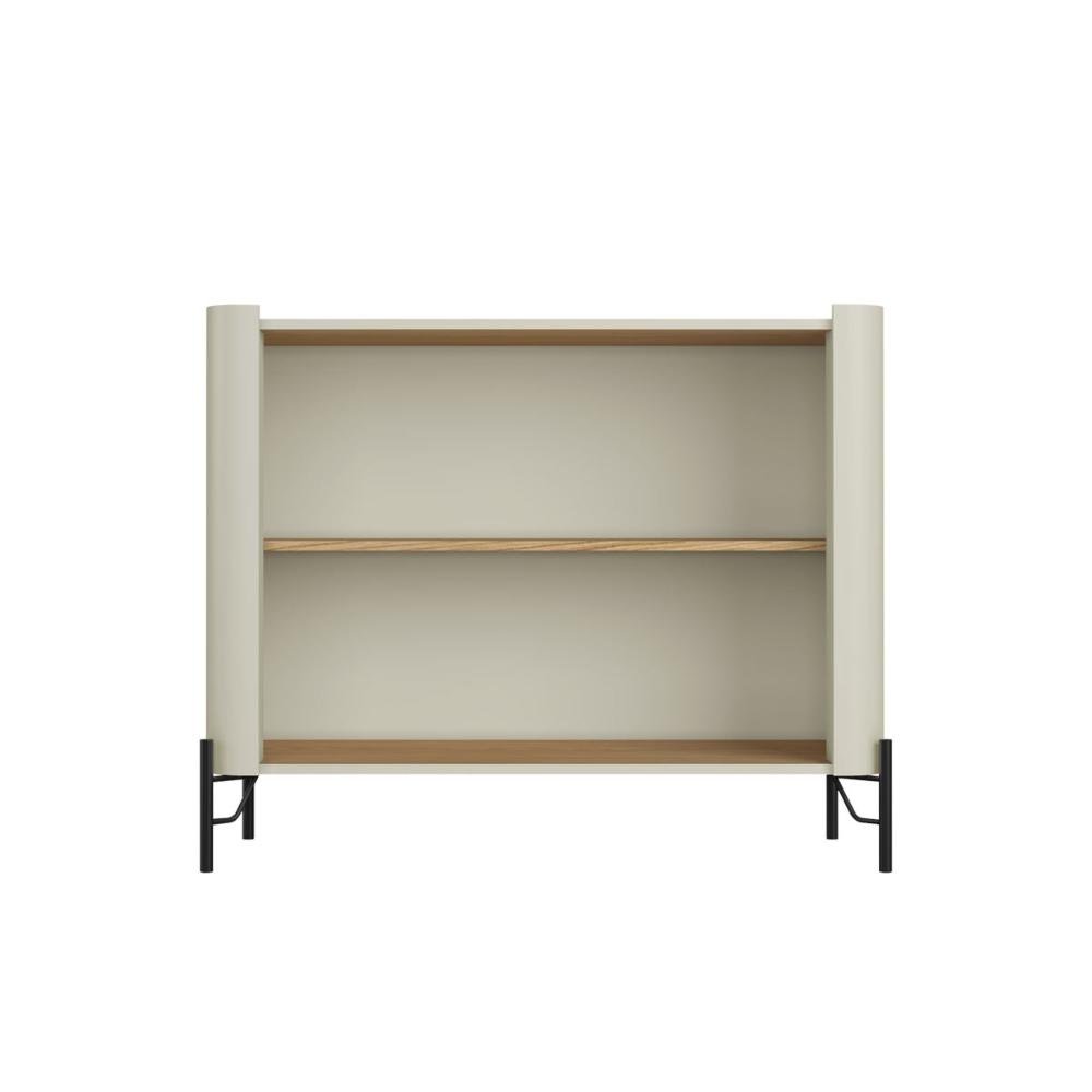 Buffet Aparador 98,5cm Porta Sextavada 100% Mdf Pés Metal Cor:louro e Luna com Preto - 4